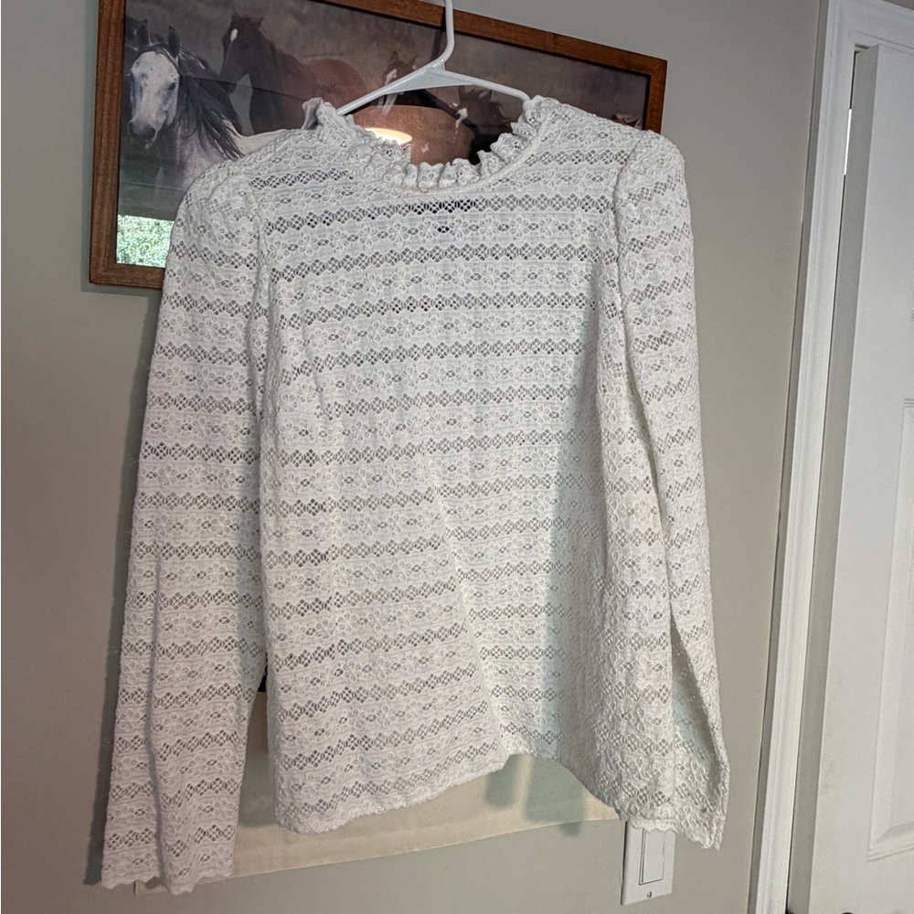 Sezane White Lace Blouse